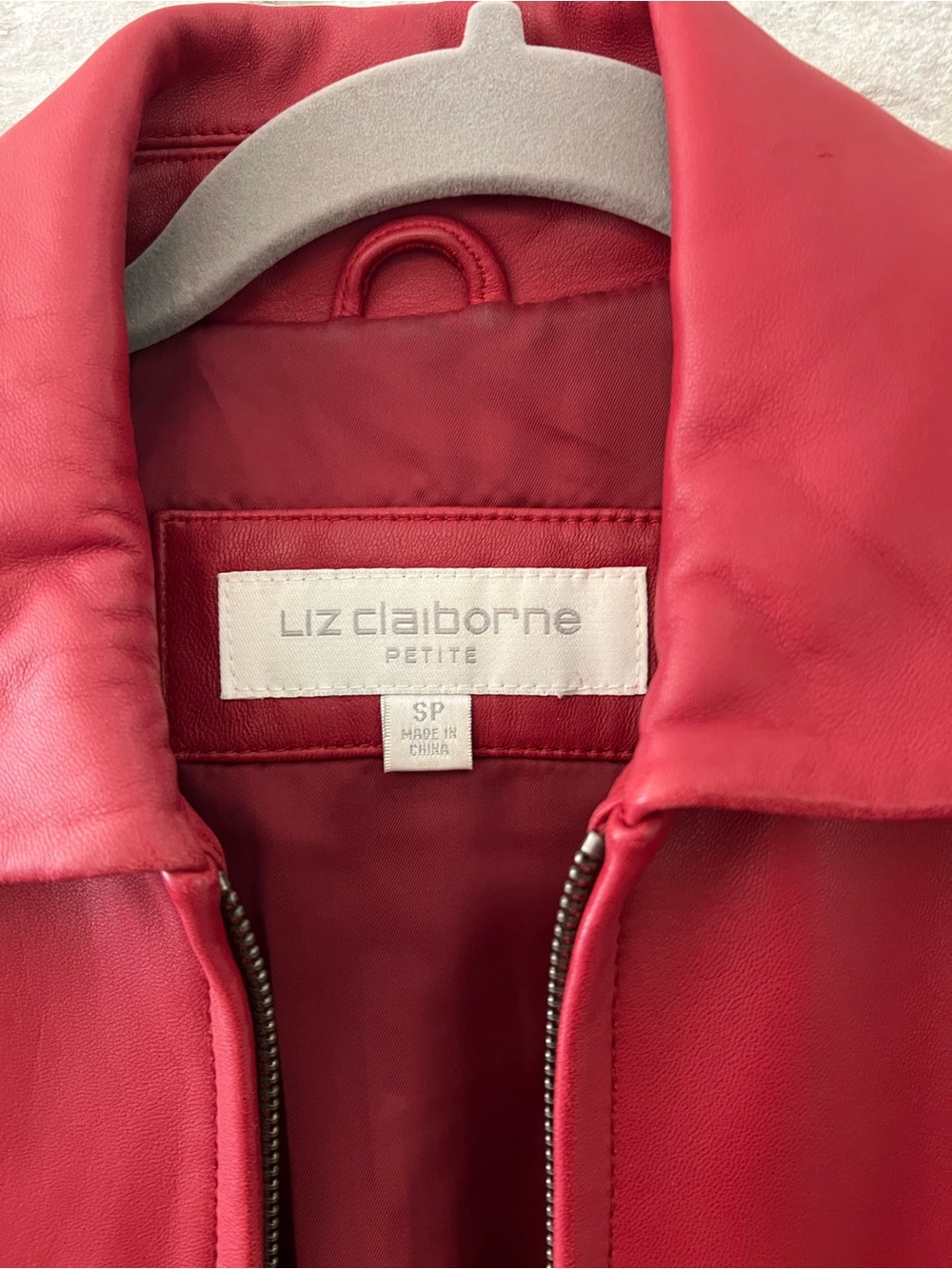 Liz Claiborne Red Leather Jacket Womens Small Petite - Picture 3 of 11